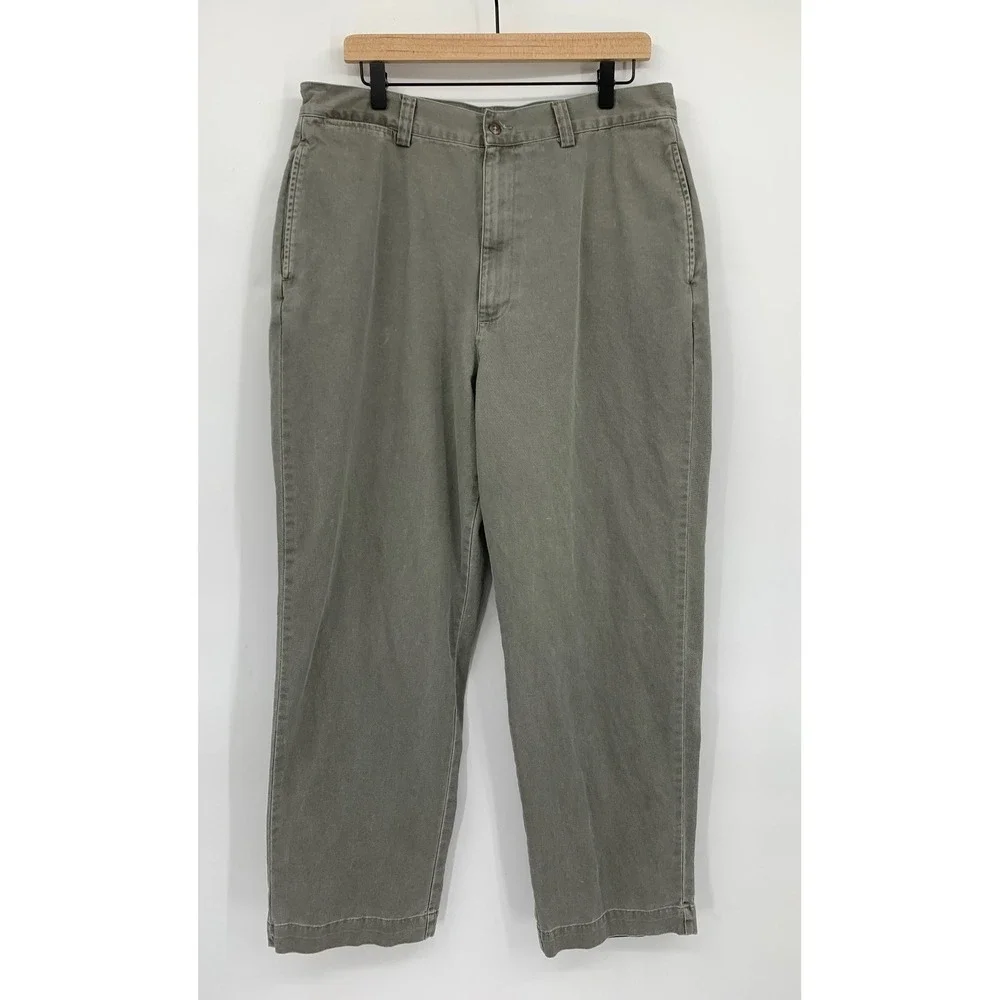 Vintage Polo Ralph Lauren Pants Mens 35x30 Green Cotton Chino Straight Leg
